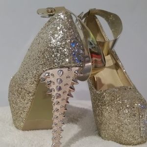 Gold Spiked Heels Stilletos